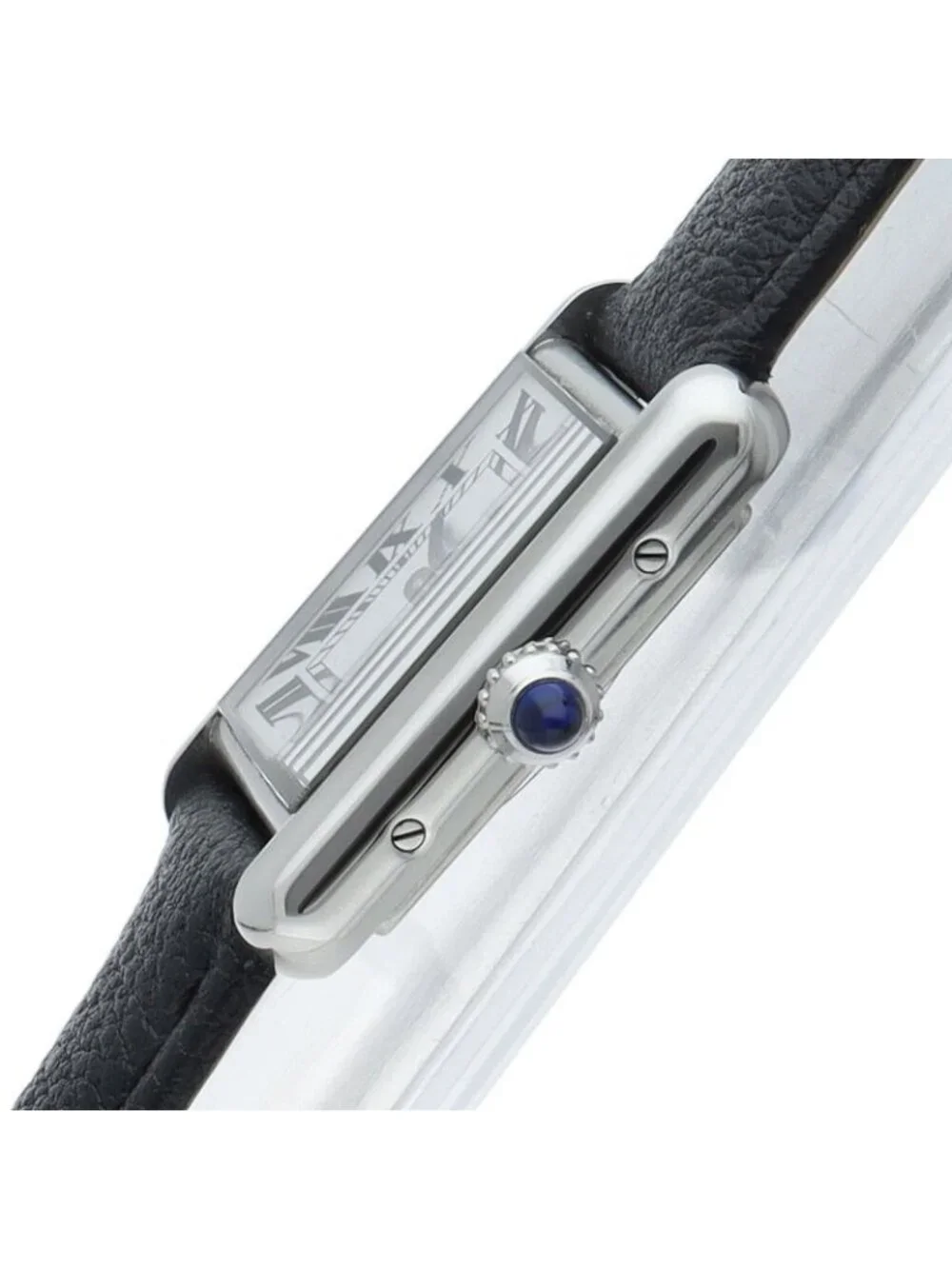 Cartier Tank Must SM Watch SS Leather Silver Polished